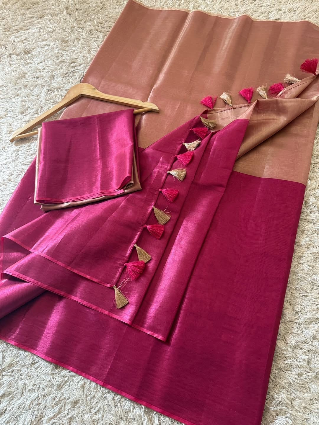 Myra Pink Chanderi Tissue Silk Saree