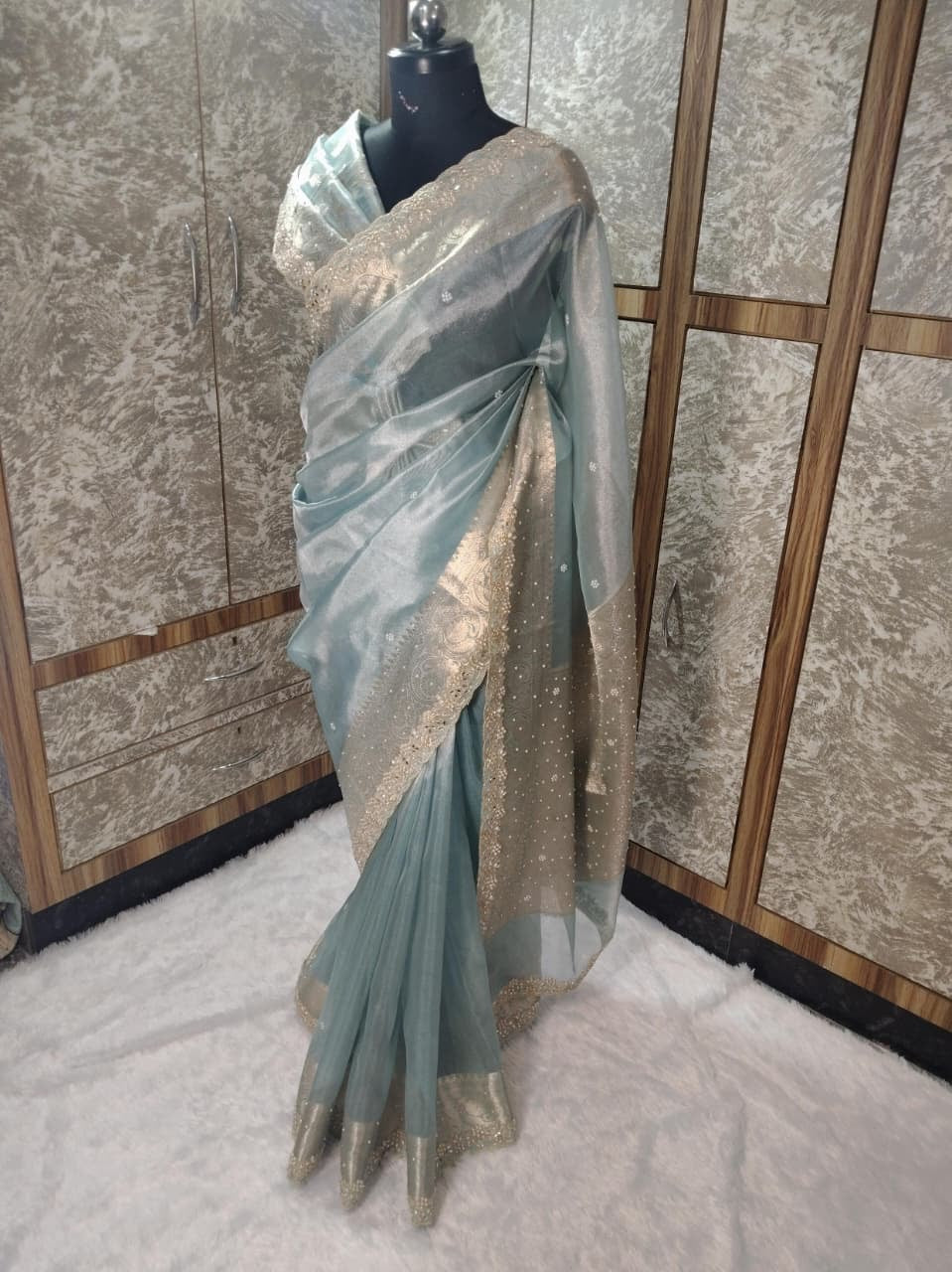 Nora Blue Tissue Silk Saree