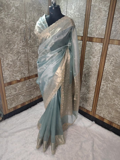 Nora Blue Tissue Silk Saree