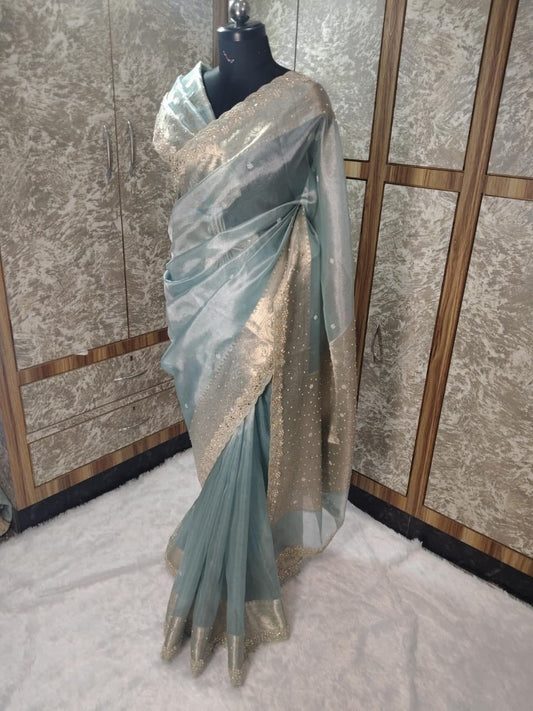 Nora Blue Tissue Silk Saree