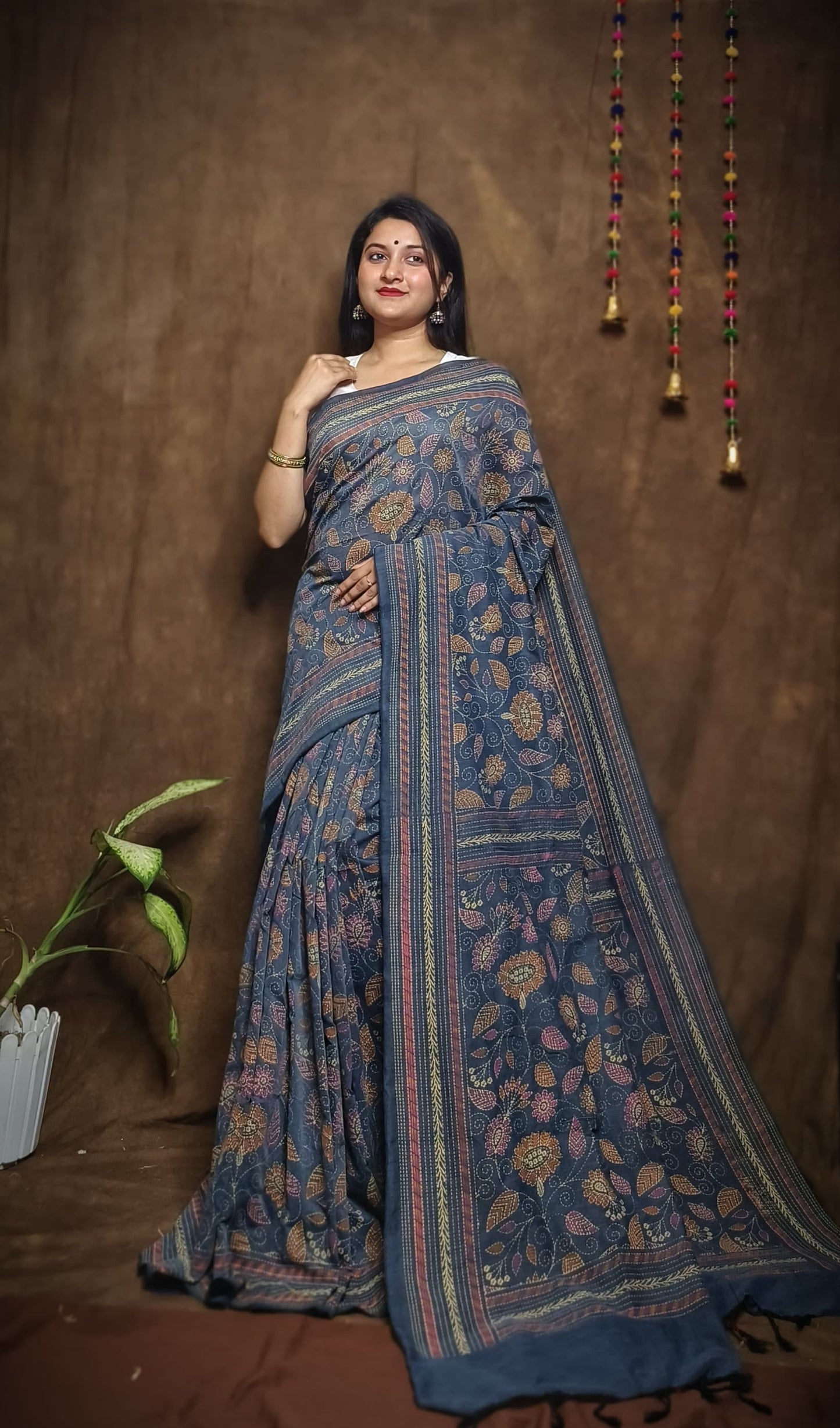 Prakriti Grey Khadi Cotton Saree