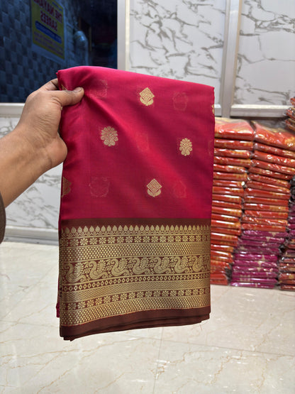 Janaki Ruby Pink Semi Katan Silk Saree