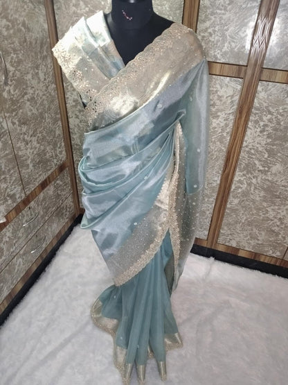 Nora Blue Tissue Silk Saree