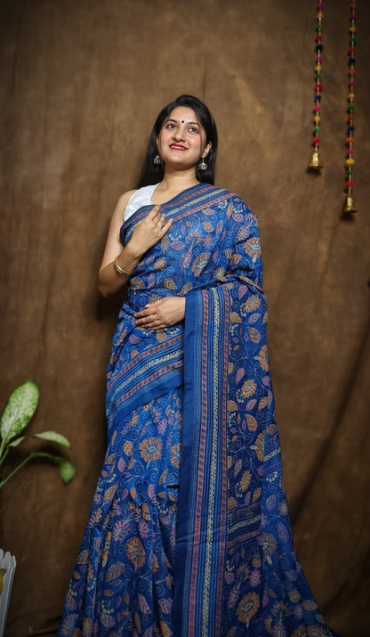 Prakriti Indigo Blue Khadi Cotton Saree