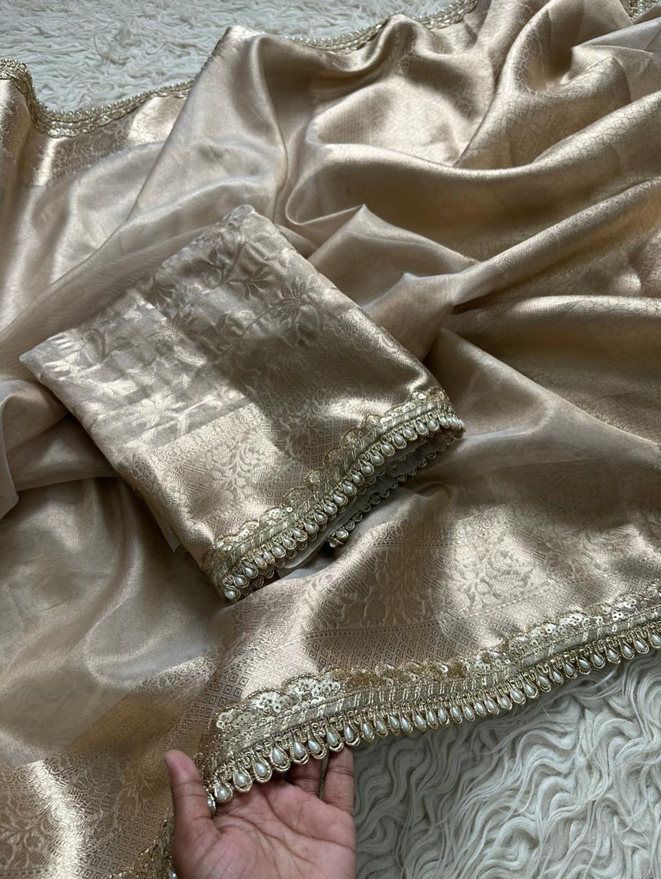 Charvi Ivory Tissue Silk Saree