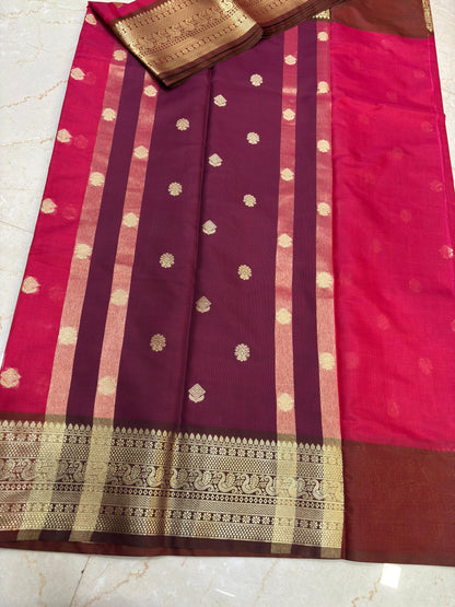 Janaki Ruby Pink Semi Katan Silk Saree