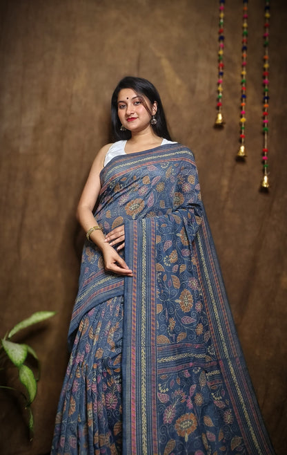 Prakriti Grey Khadi Cotton Saree