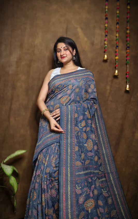 Prakriti Grey Khadi Cotton Saree