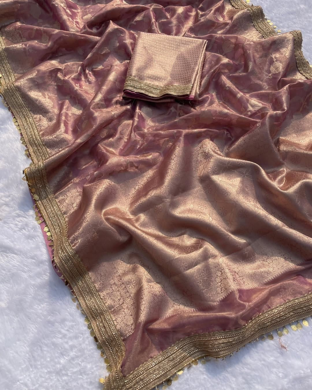 Meera Blush Pink Tissue Silk Saree