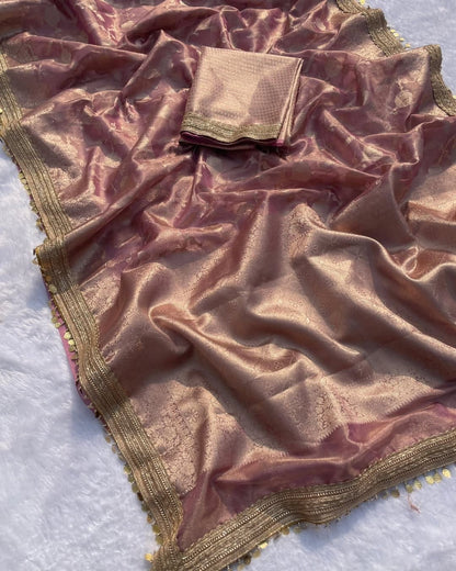 Meera Blush Pink Tissue Silk Saree