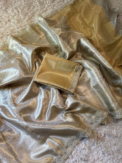 Ishara Golden Kanchi Tissue Silk