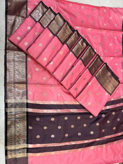 Janaki Blush Pink Semi Katan Silk Saree