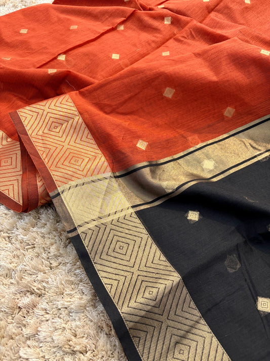 Yamini Orange & Black Gadwal Silk Saree