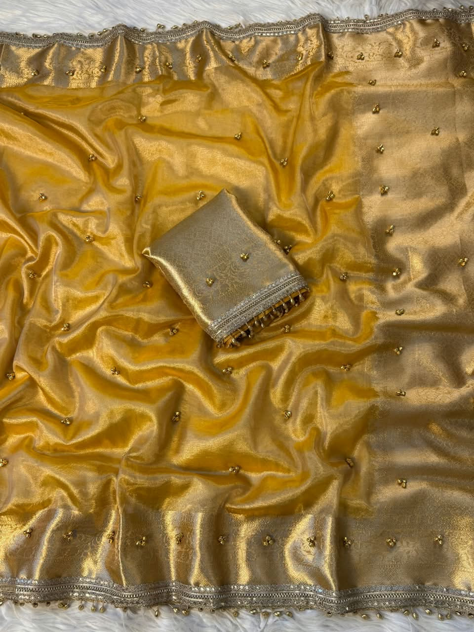 Kaya Ghungroo Yellow Tissue Silk Saree