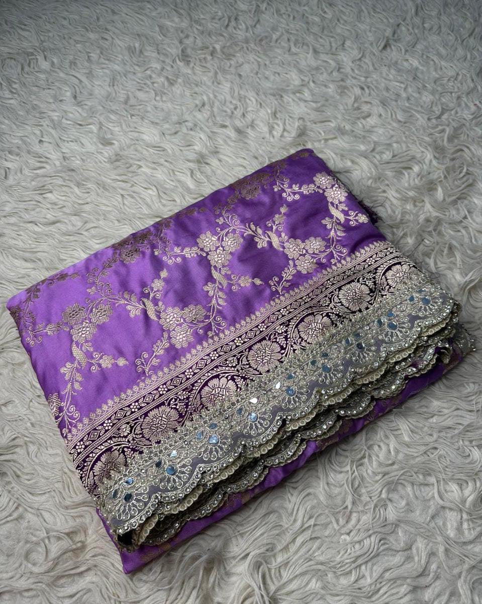 Aadhira Lavender Soft Mashru Katan Silk Saree