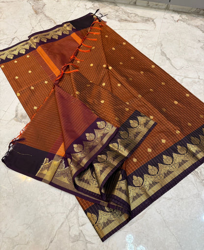 Tanirika Rust Brown Semi Gadwal Silk Saree