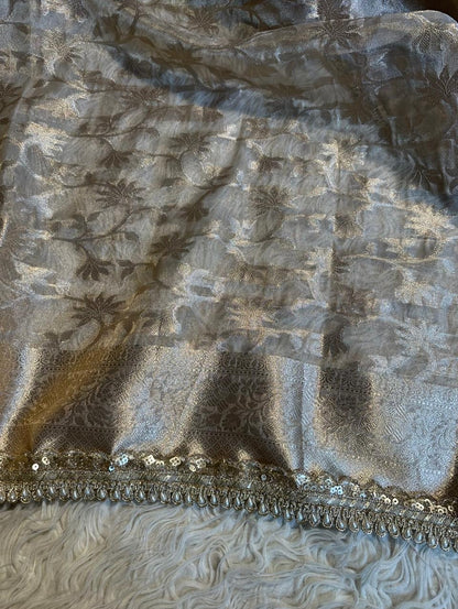 Charvi Ivory Tissue Silk Saree