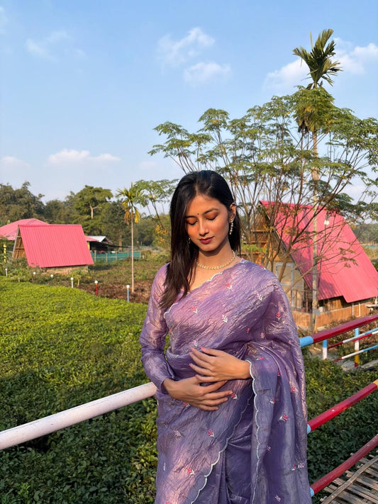 Meher Crushed Tissue Silk Saree