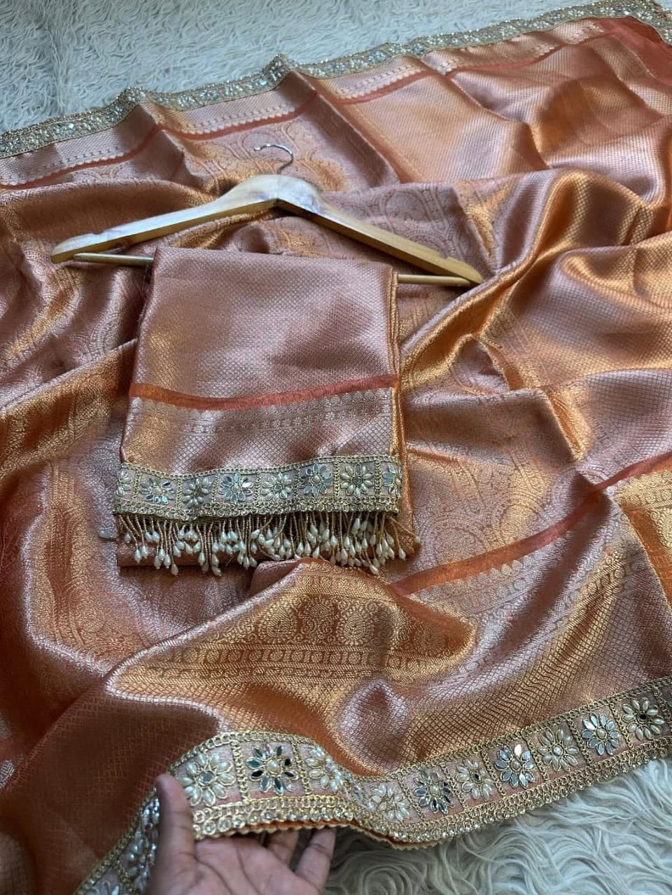 Naira Orange Tissue Silk Saree