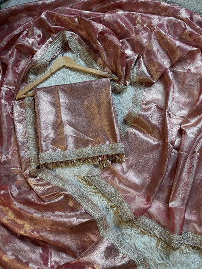 Malika Rose Gold Tissue Silk Saree