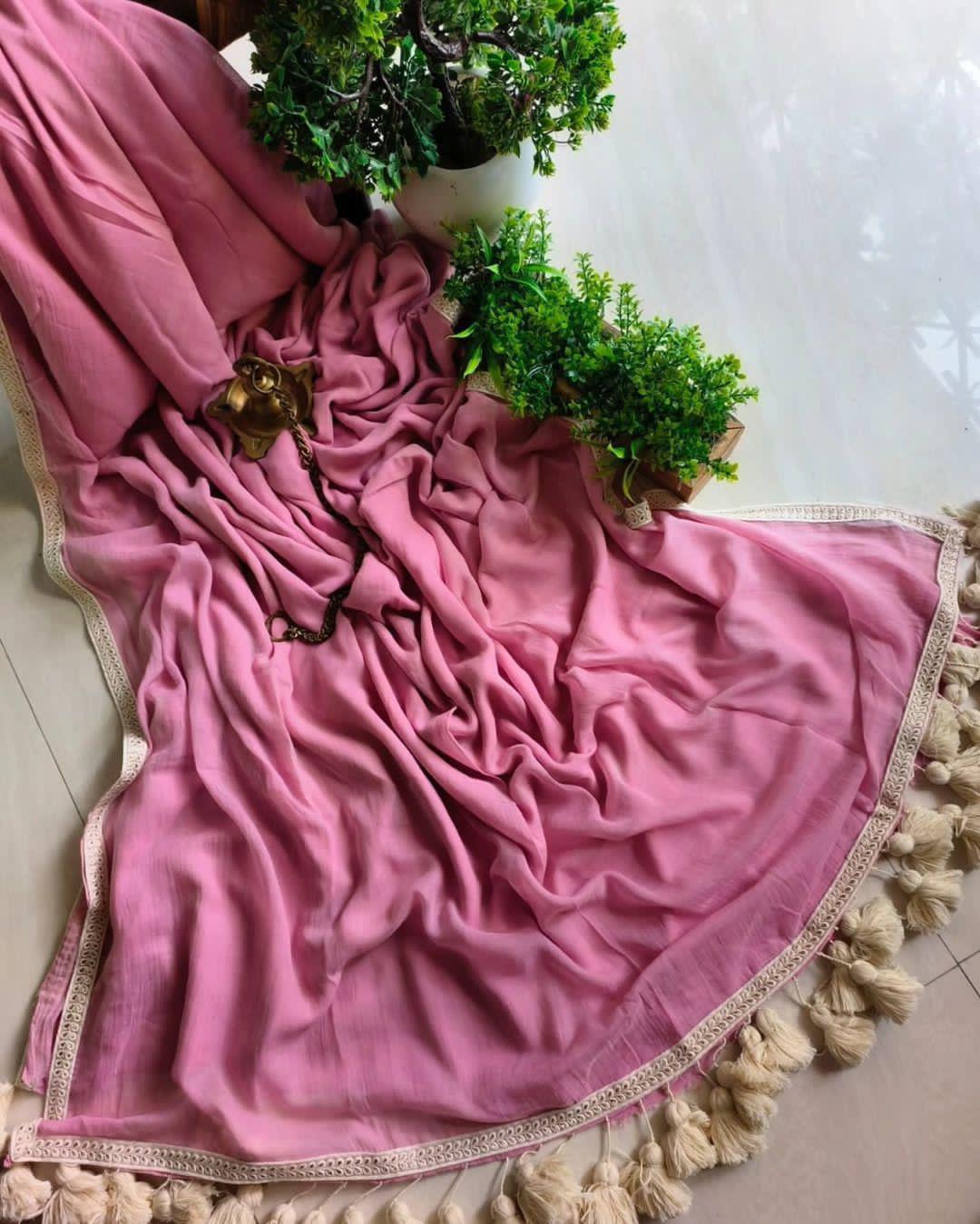 Aurya Pink Khadi Cotton Saree