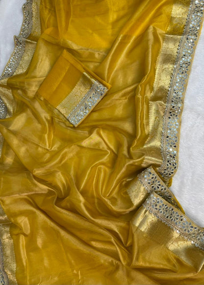 Noori Yellow Tissue Silk Saree
