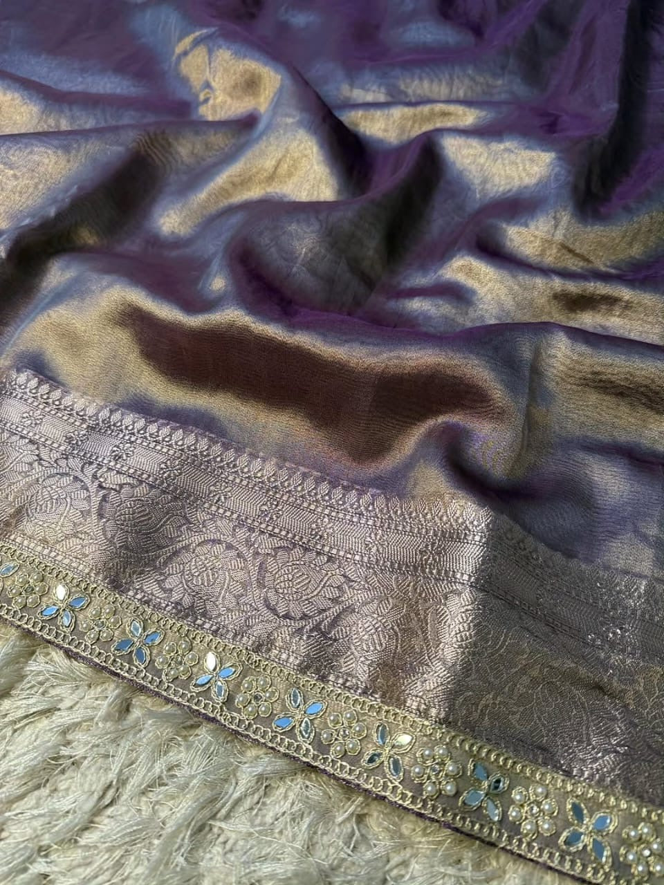 Aaria Purple Tissue Silk Saree