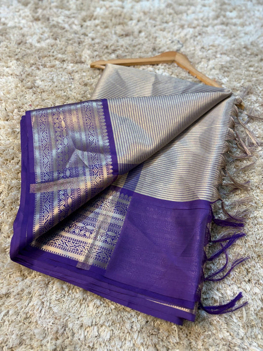 Vamika Royal Purple Mull Tissue Silk Saree