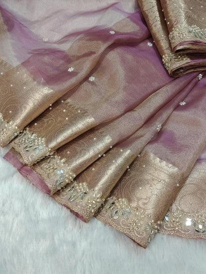 Fariha Pink Tissue Silk Saree