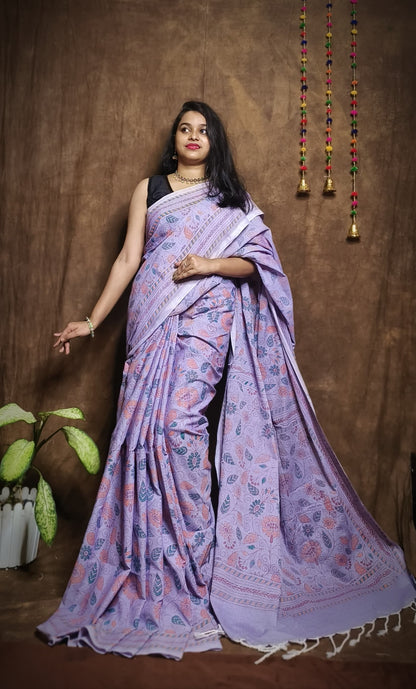 Prakriti Lavender Khadi Cotton Saree