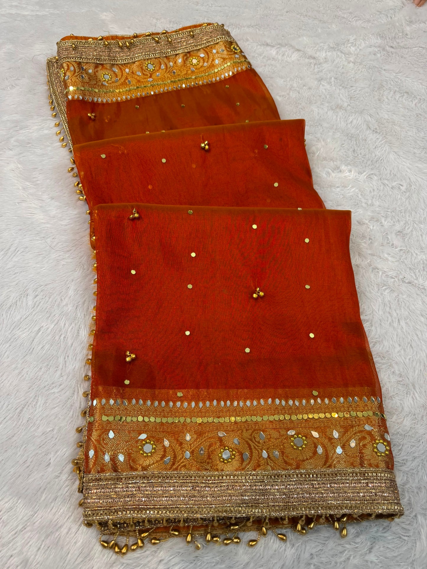 Jhanak Ghungroo Orange Tissue Silk Saree
