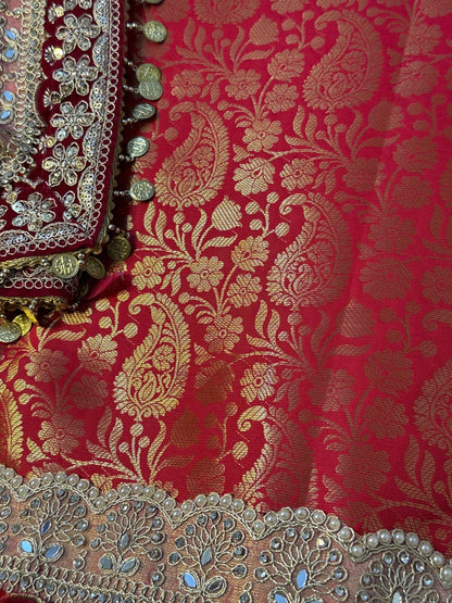 Zohra Crimson Red Banarasi Katan Silk Saree