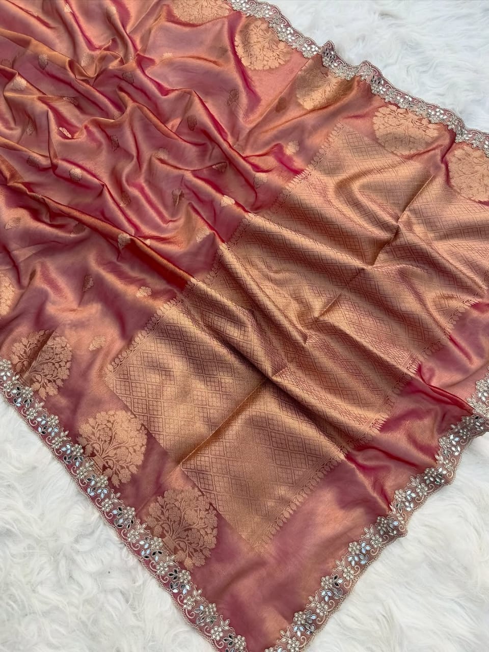 Zareen Copper Brown Tissue Silk Saree