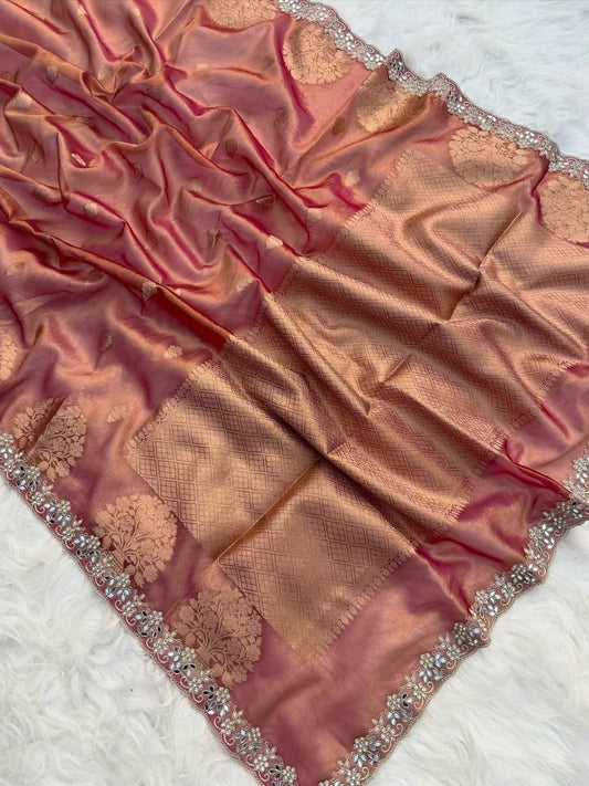 Zareen Copper Brown Tissue Silk Saree
