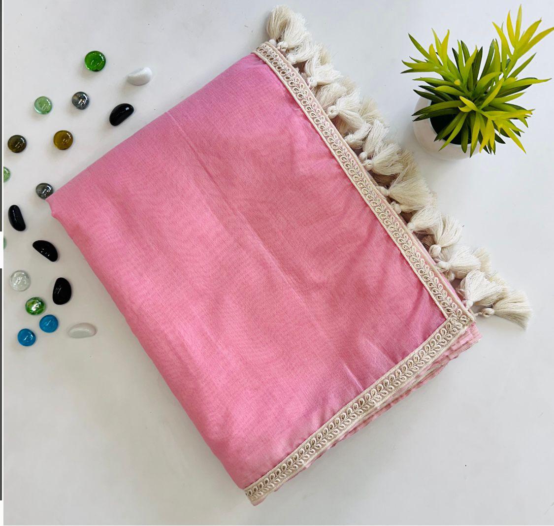Aurya Pink Khadi Cotton Saree