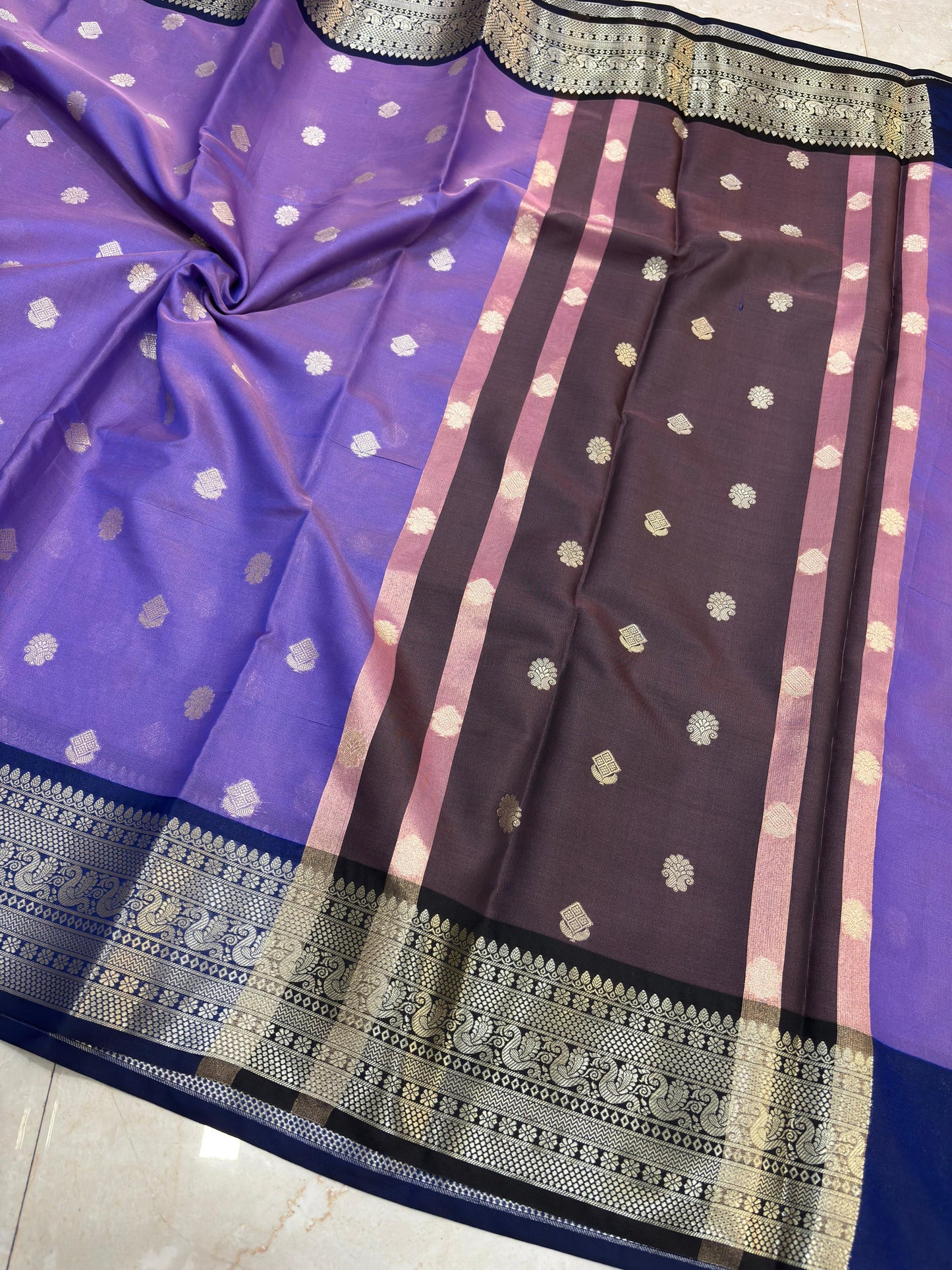 Janaki Soft Lilac Semi Katan Silk Saree
