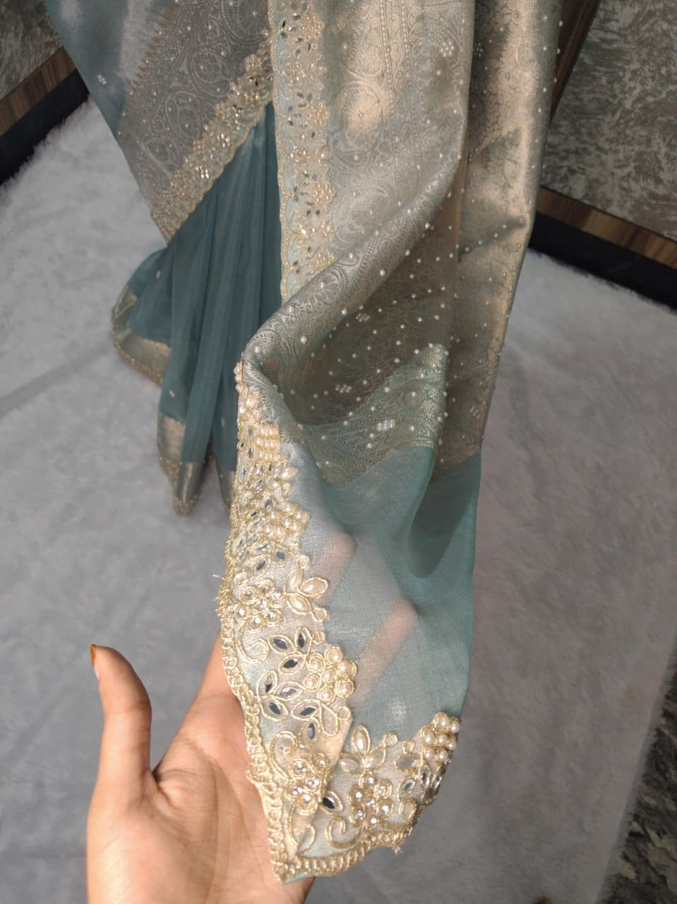 Nora Blue Tissue Silk Saree