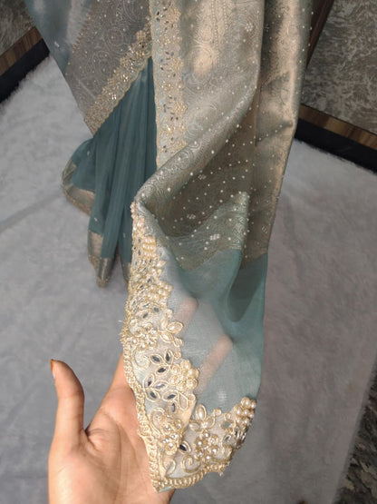 Nora Blue Tissue Silk Saree