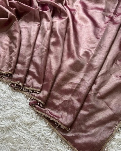 Reeva Pink Banarasi Soft Glass Tissue Silk Saree