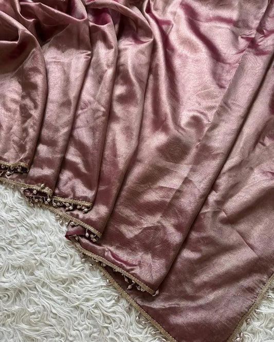 Reeva Pink Banarasi Soft Glass Tissue Silk Saree