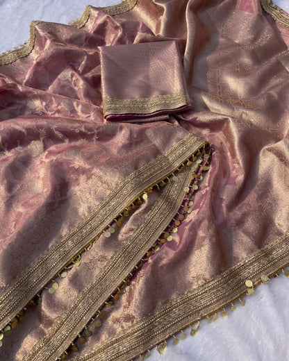 Meera Blush Pink Tissue Silk Saree