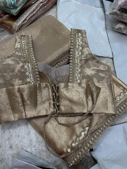 Charvi Ivory Tissue Silk Saree