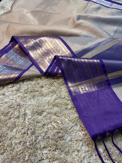 Vamika Royal Purple Mull Tissue Silk Saree