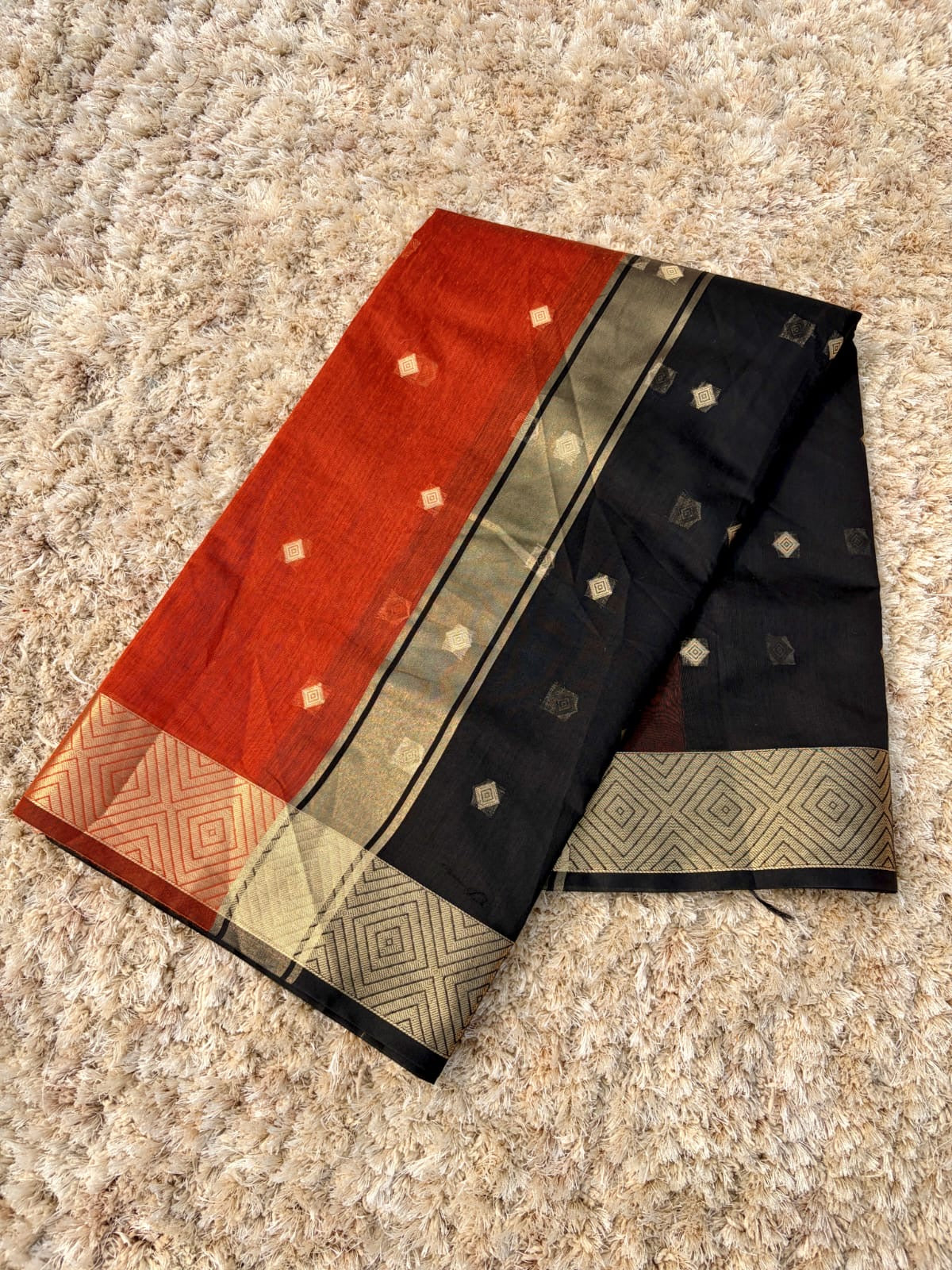 Yamini Orange & Black Gadwal Silk Saree