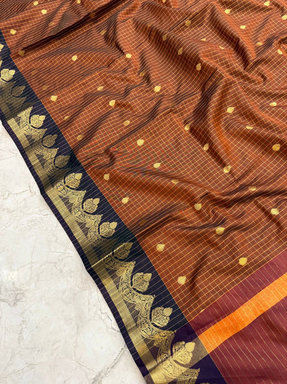 Tanirika Rust Brown Semi Gadwal Silk Saree