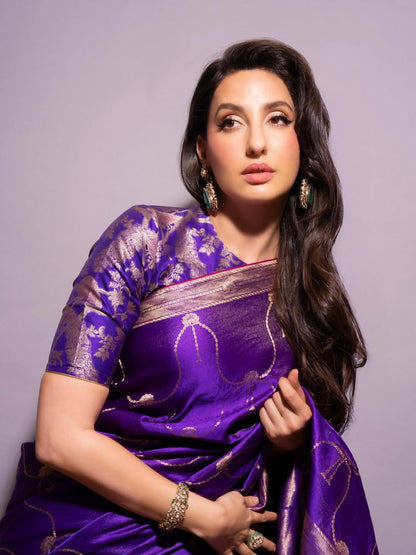 Nooraya Nora Fatehi inspired Semi Katan Silk Saree