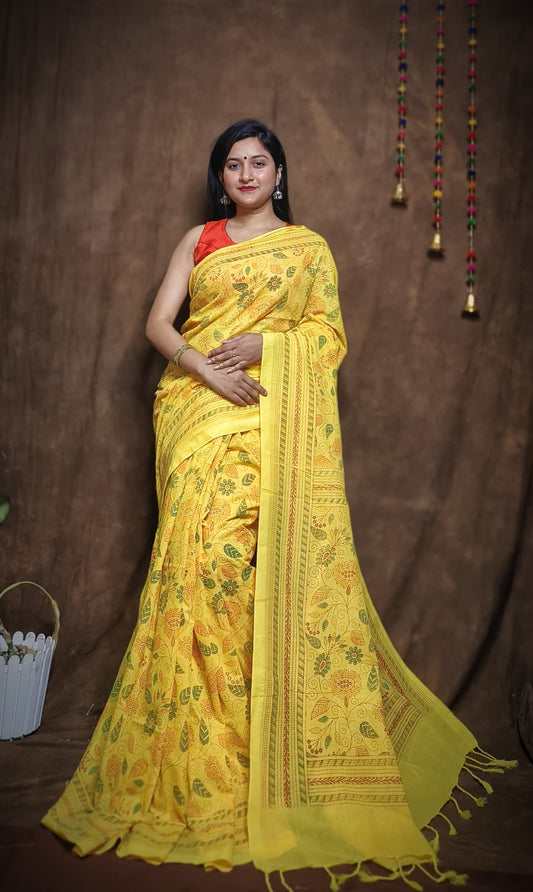 Prakriti Mustard Khadi Cotton Saree