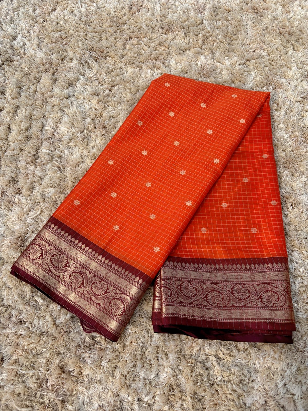 Sharada Orange Semi Gadwal Silk Saree