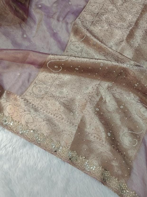 Fariha Pink Tissue Silk Saree