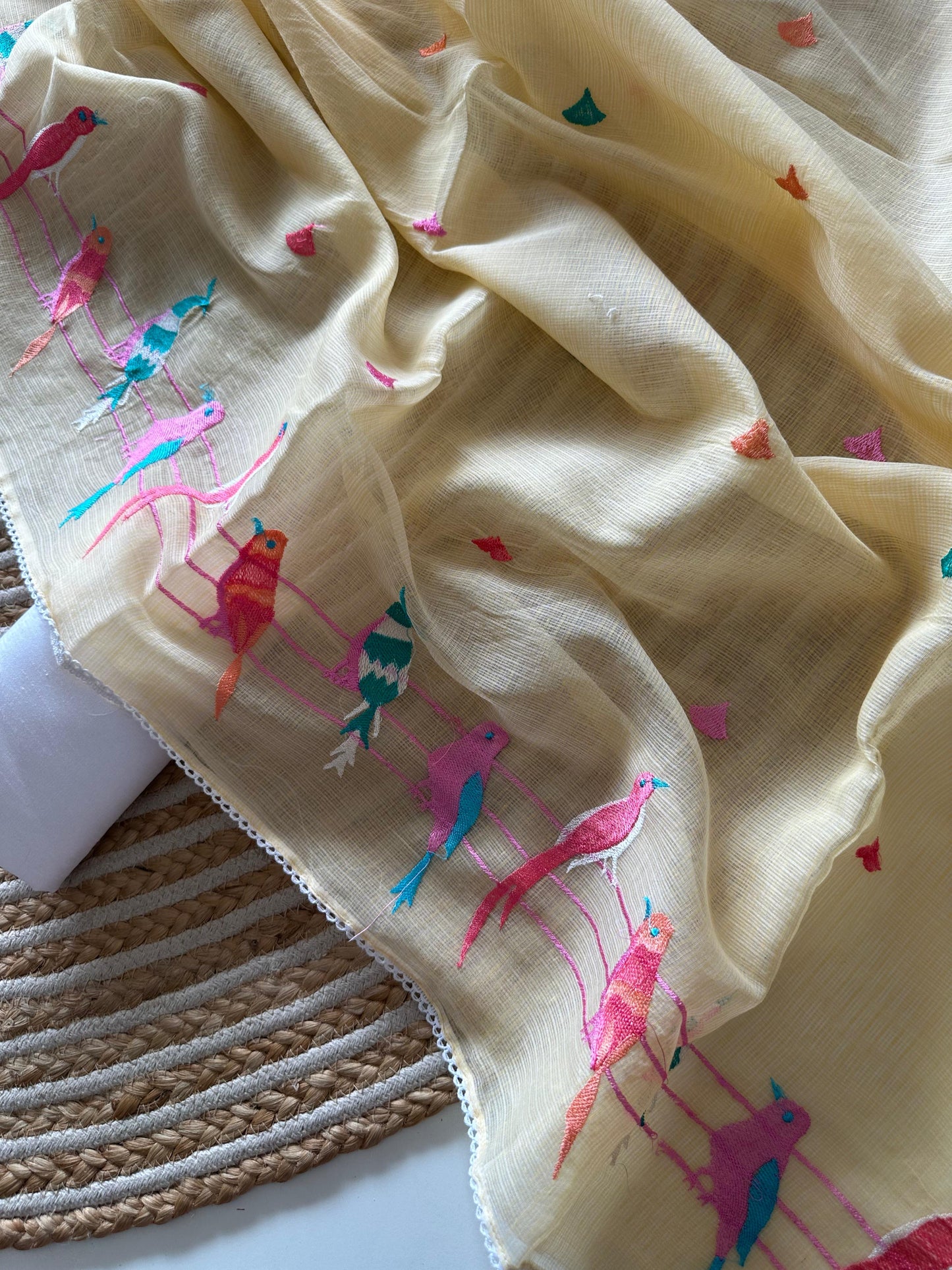 Tia Buttercream Yellow Premium Doriya Saree